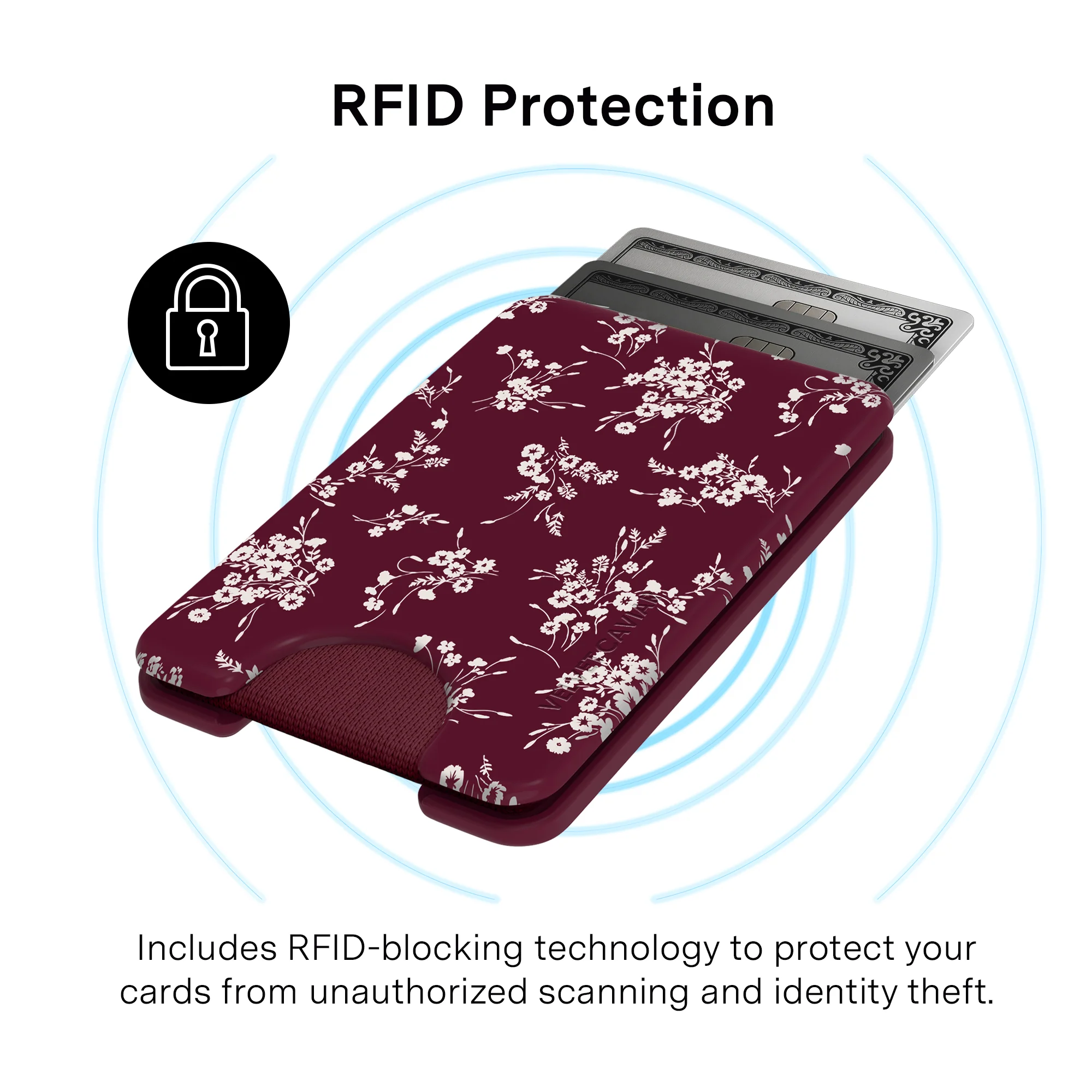 French Burgundy Floral MagSafe Wallet - Image 4