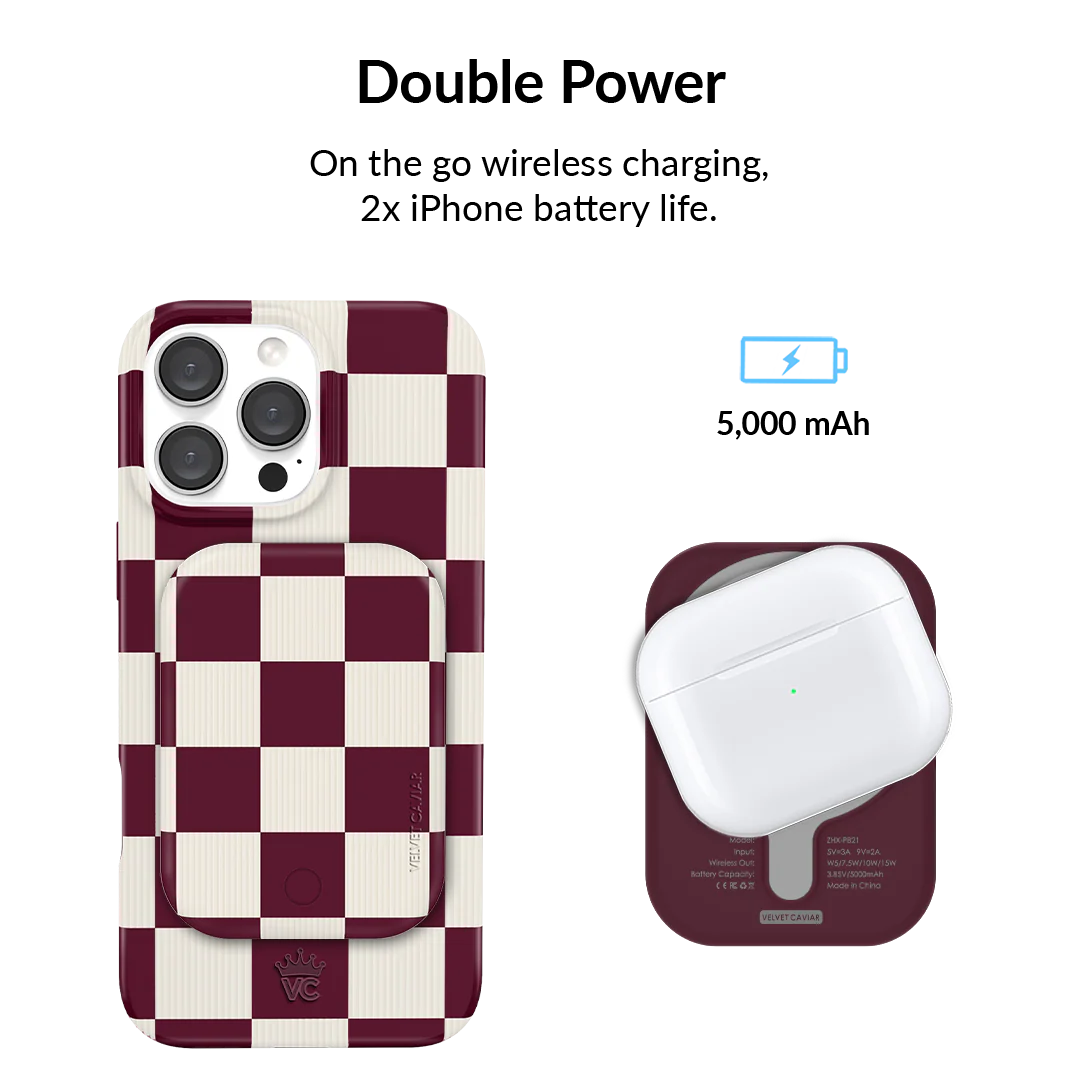 Burgundy Vibe Checker MagSafe Battery Power Pack - Image 3