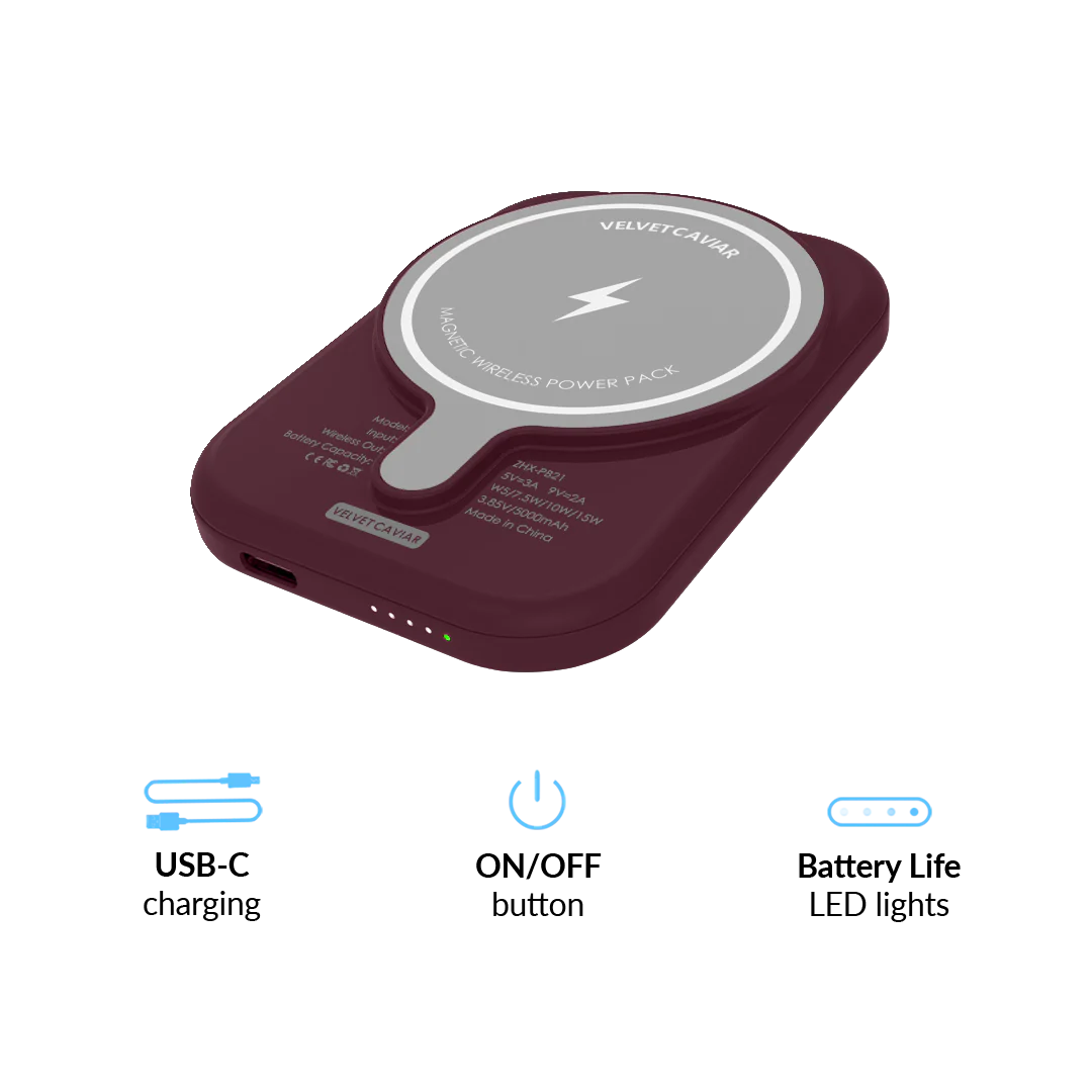 Burgundy Vibe Checker MagSafe Battery Power Pack - Image 6