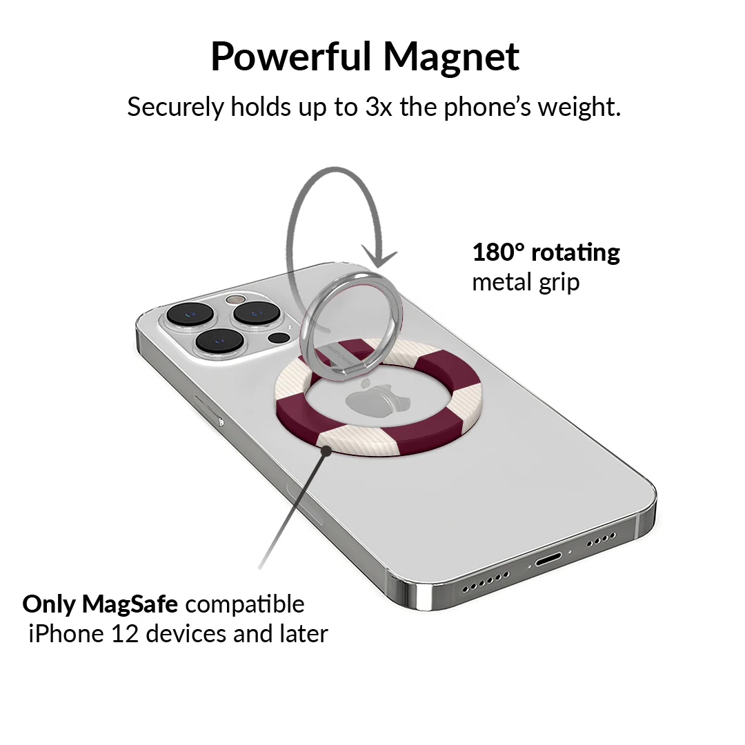 Burgundy Vibe Checker MagSafe Grip Ring - Image 3