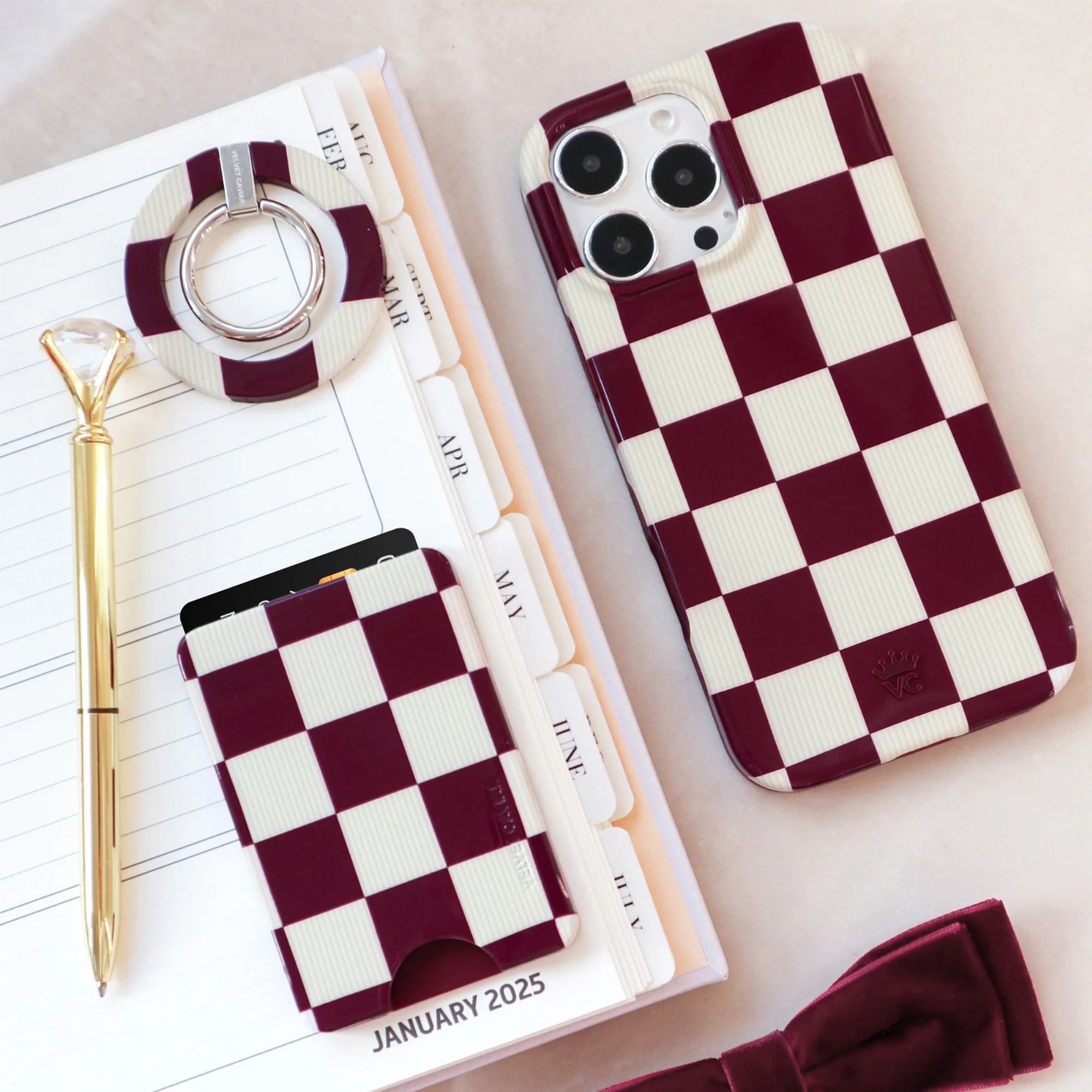 Burgundy Vibe Checker MagSafe Wallet - Image 2
