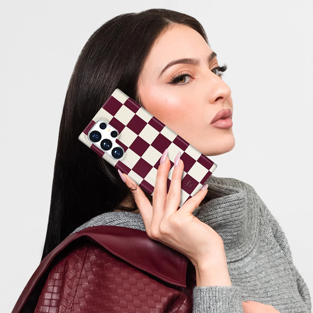 Burgundy Vibe Checker Samsung Case - Image 61