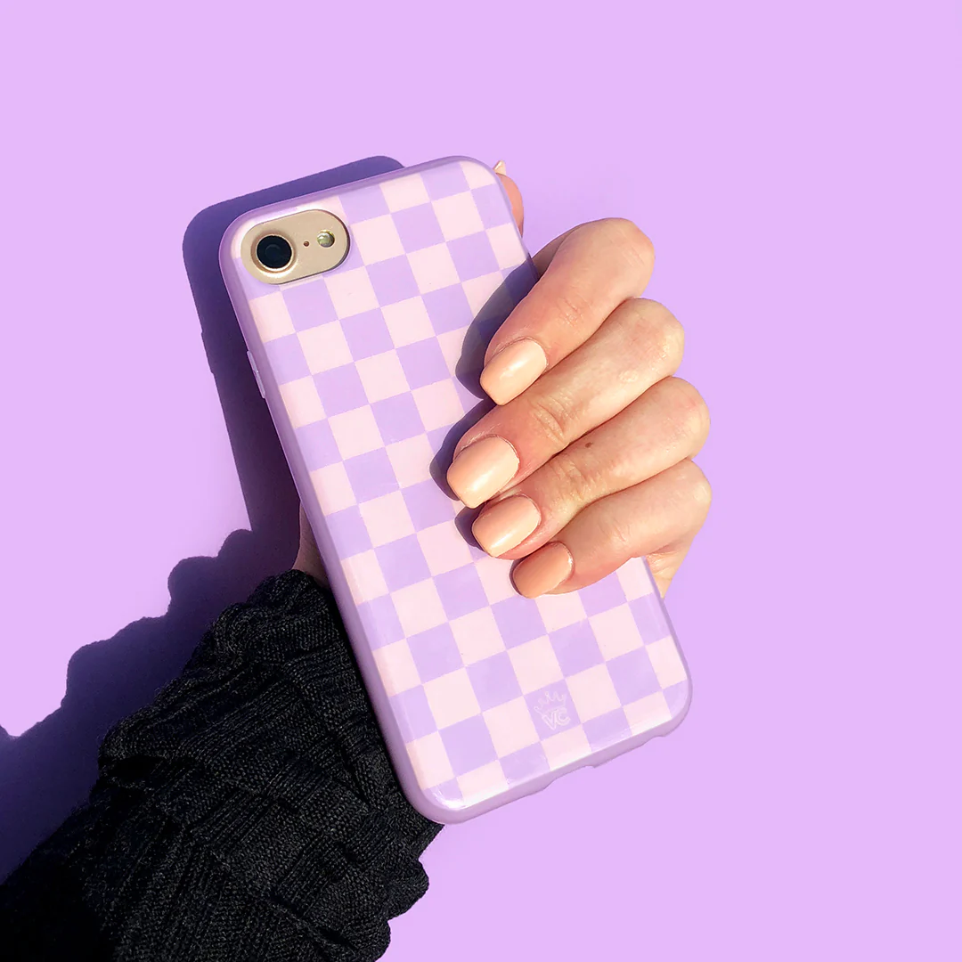 Checkered Lavender Nude iPhone Case - Image 2
