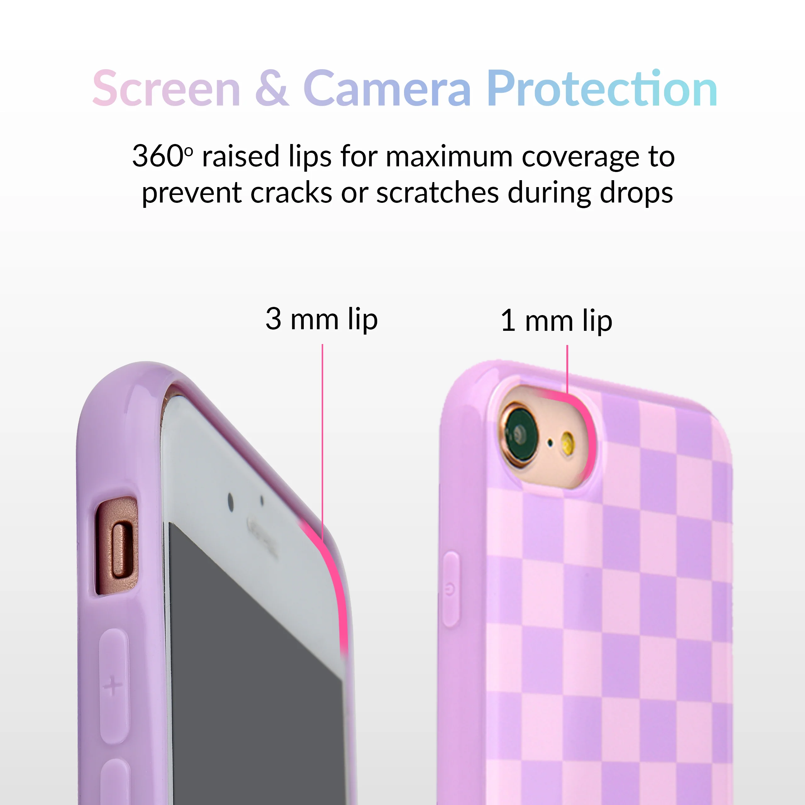 Checkered Lavender Nude iPhone Case - Image 3