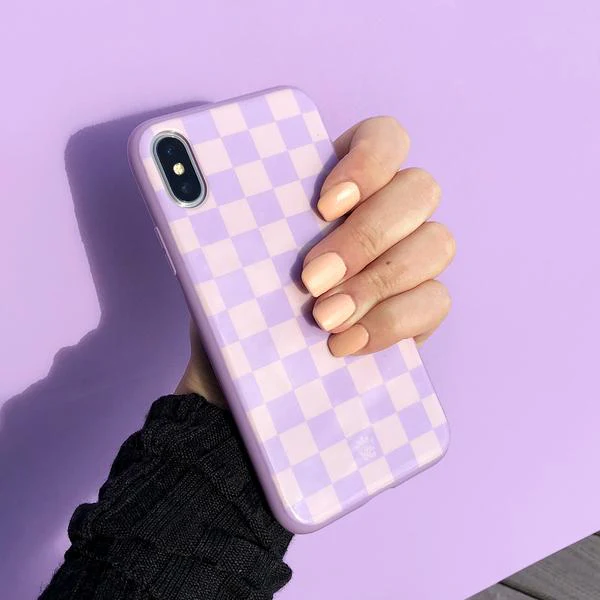 Checkered Lavender Nude iPhone Case - Image 37