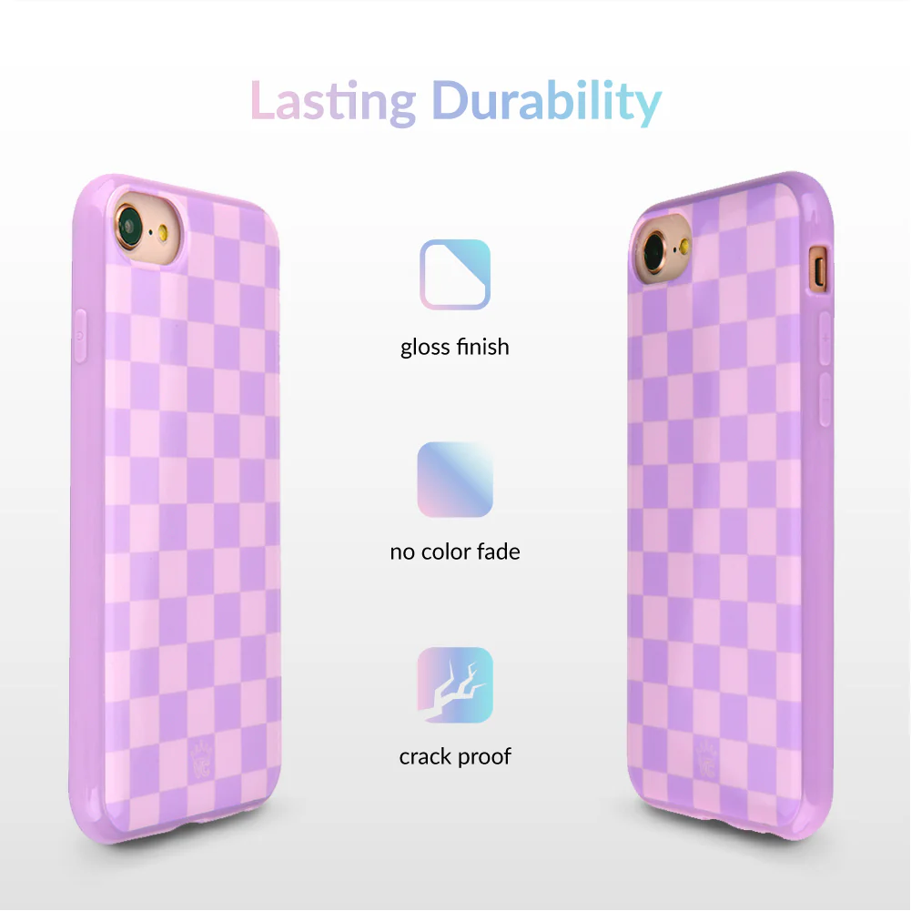 Checkered Lavender Nude iPhone Case - Image 5