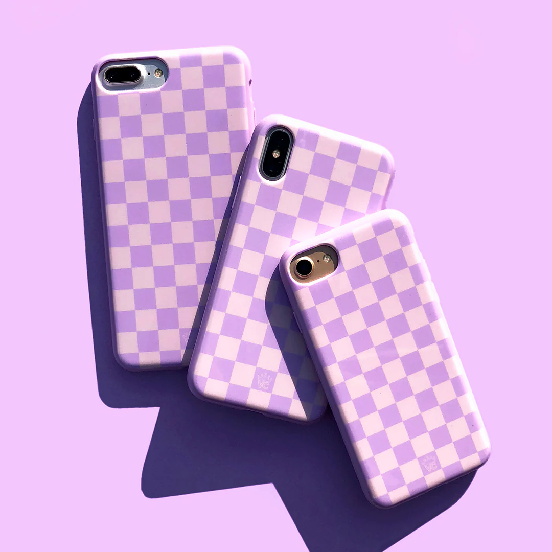 Checkered Lavender Nude iPhone Case - Image 7