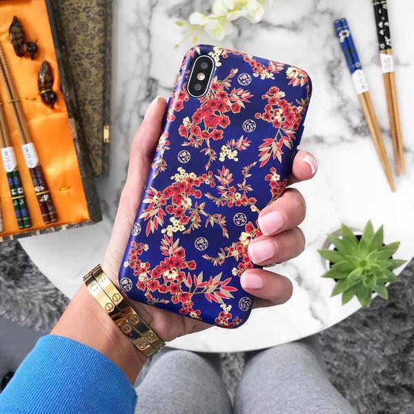 Cherry Blossom Floral Chrome iPhone Case - Image 56
