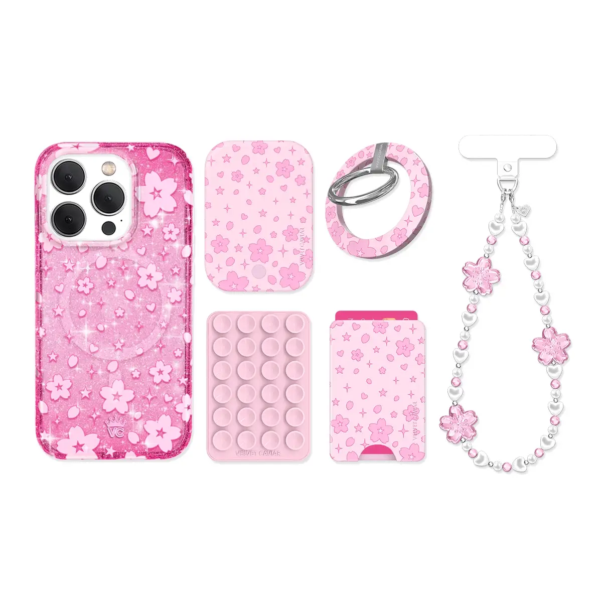 Cherry Blossom Glitter iPhone Bundle Set - Image 11