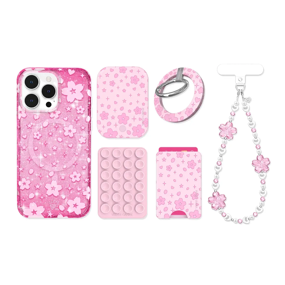 Cherry Blossom Glitter iPhone Bundle Set - Image 14