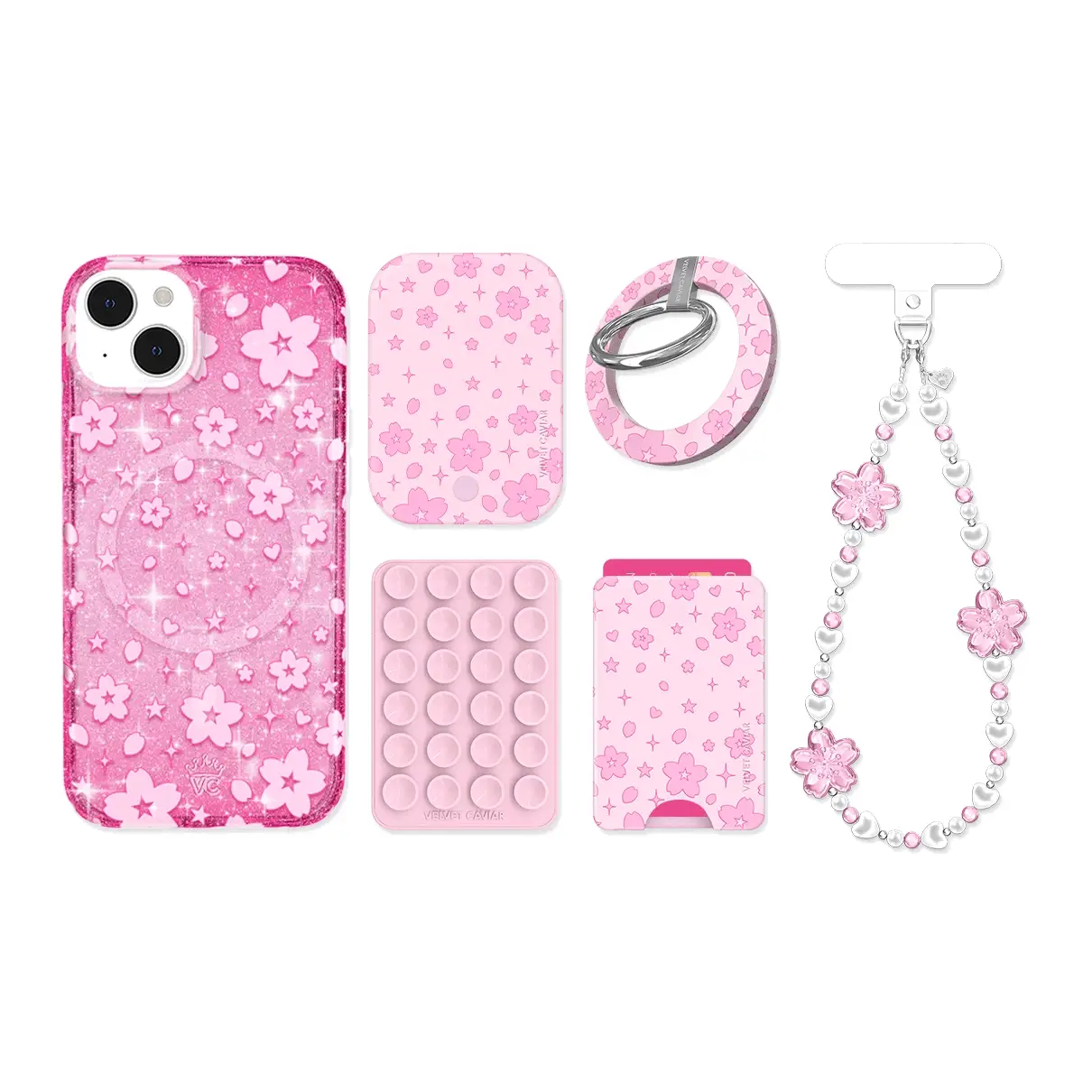 Cherry Blossom Glitter iPhone Bundle Set - Image 16
