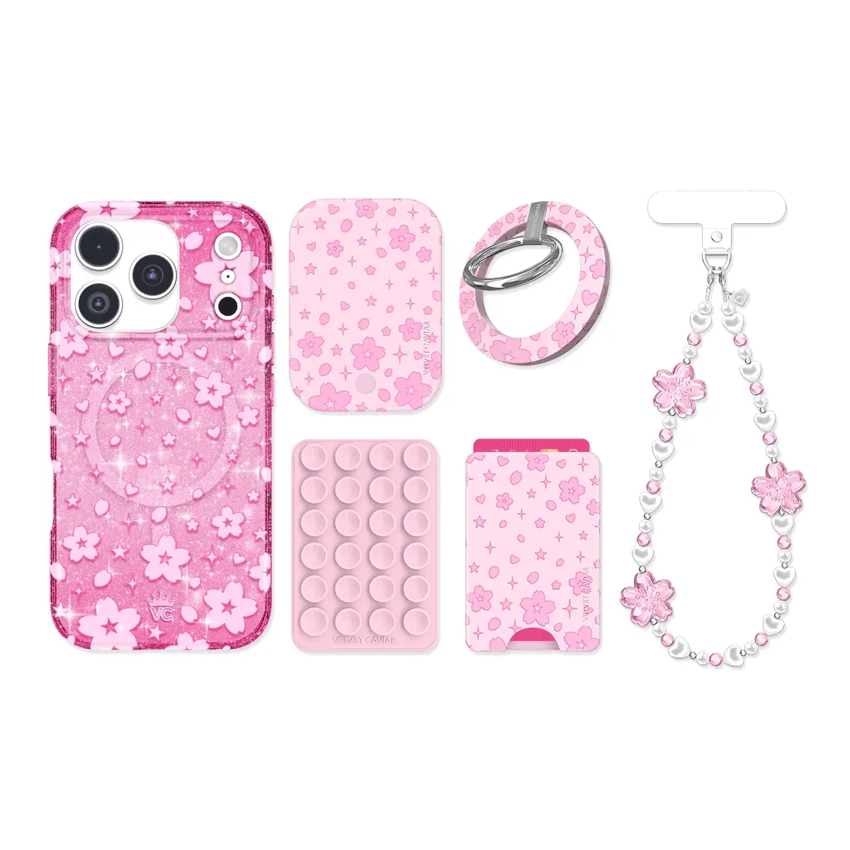 Cherry Blossom Glitter iPhone Bundle Set - Image 3