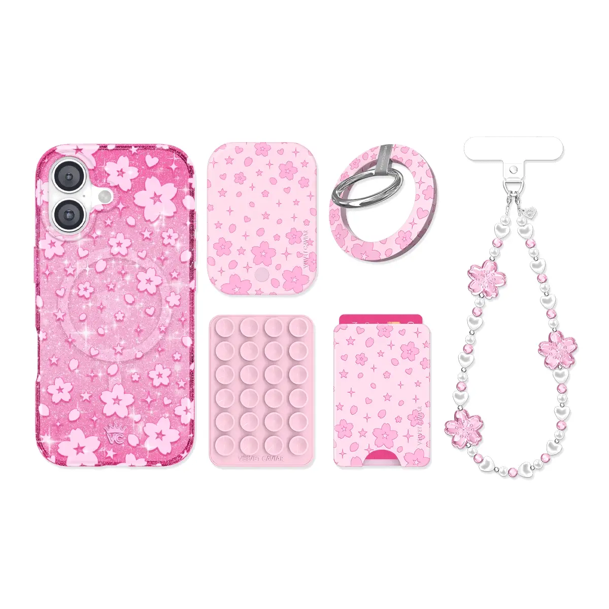 Cherry Blossom Glitter iPhone Bundle Set - Image 4