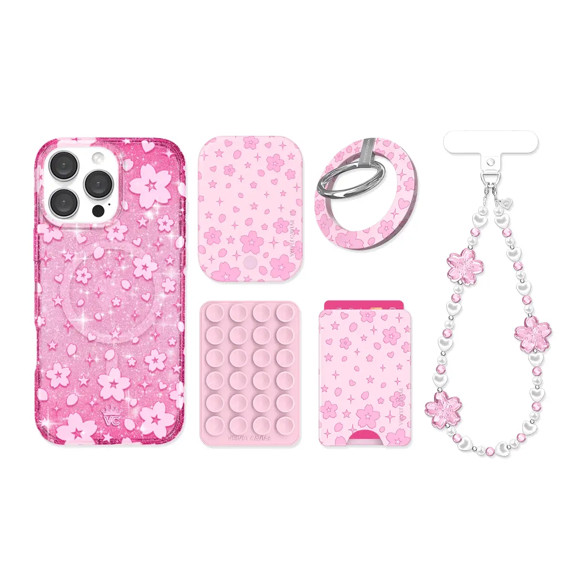 Cherry Blossom Glitter iPhone Bundle Set - Image 7