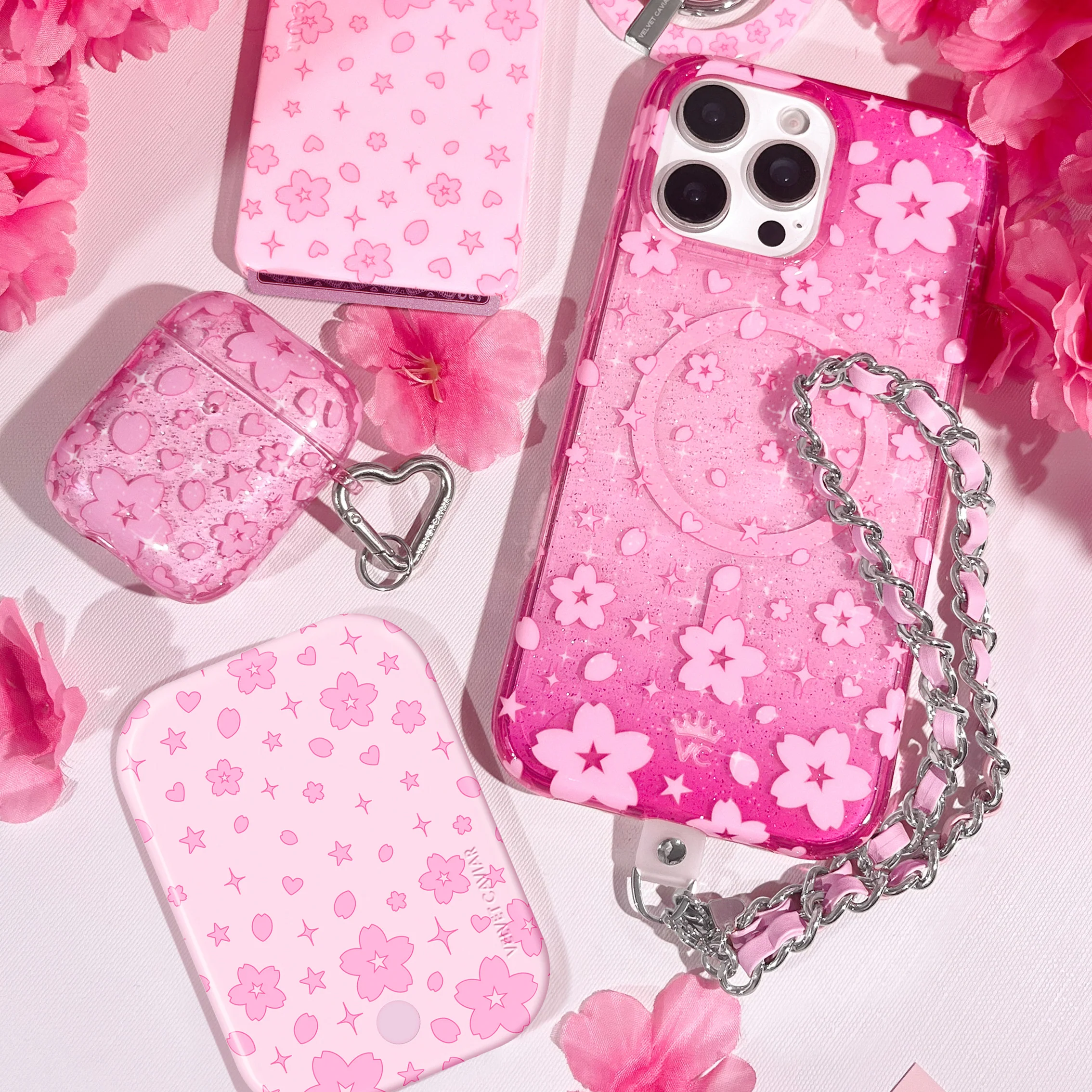 Cherry Blossom Glitter AirPod Case - Image 2