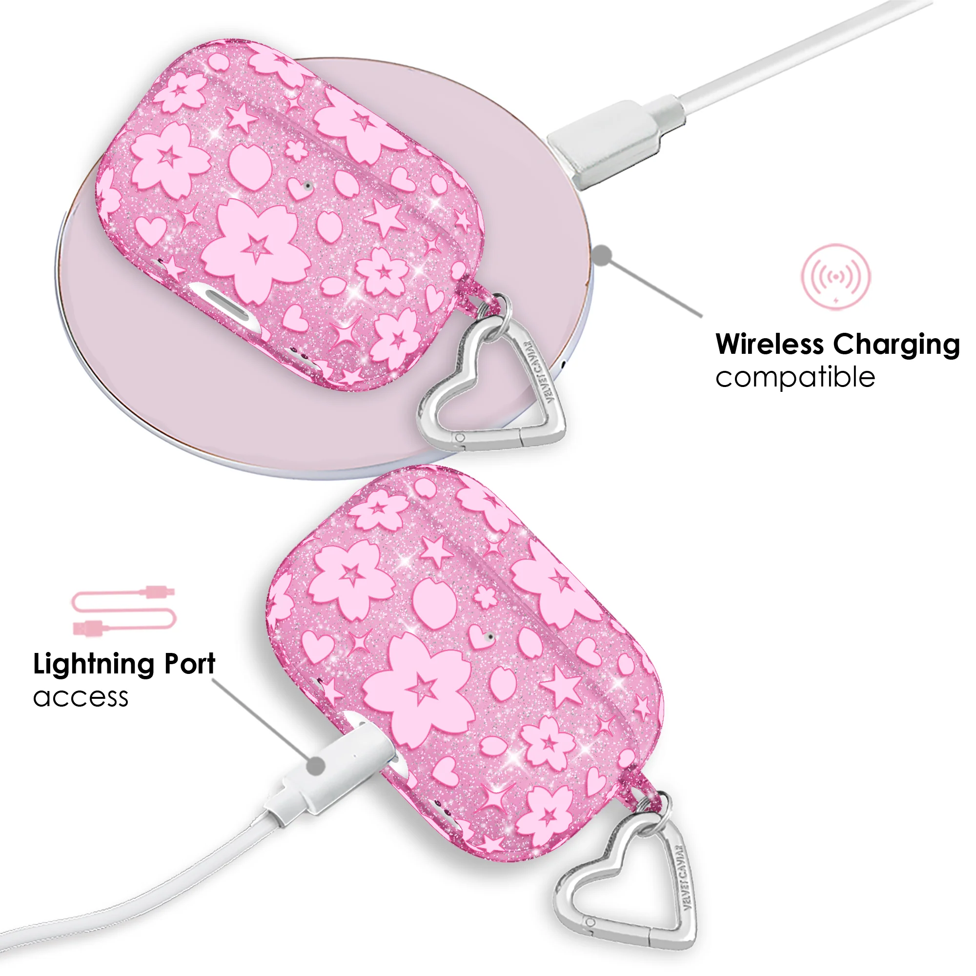 Cherry Blossom Glitter AirPod Case - Image 24