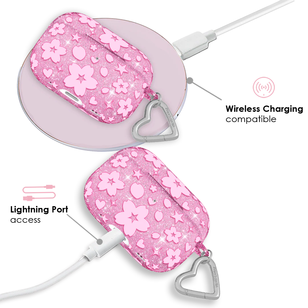Cherry Blossom Glitter AirPod Case - Image 9