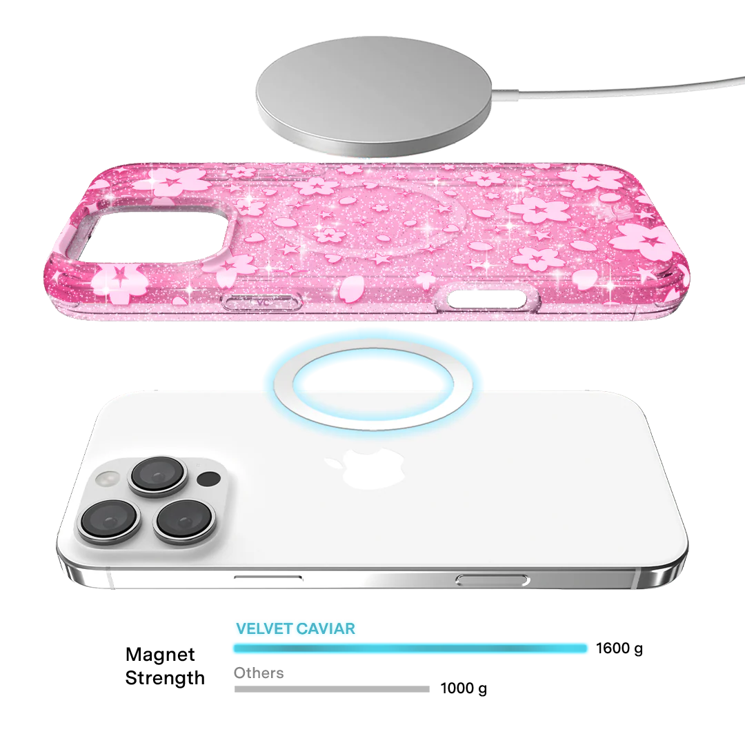 Cherry Blossom Glitter iPhone Case - Image 3