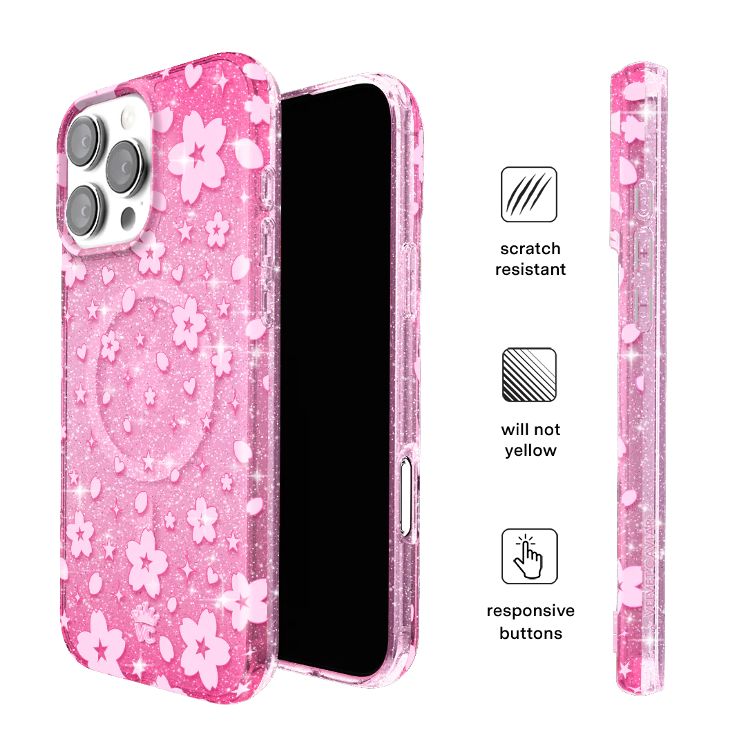 Cherry Blossom Glitter iPhone Case - Image 5