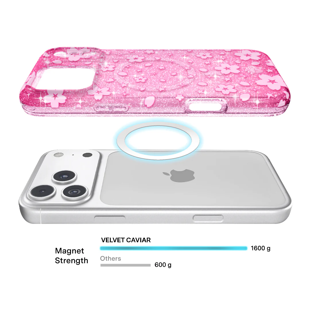 Cherry Blossom Glitter iPhone Case - Image 89