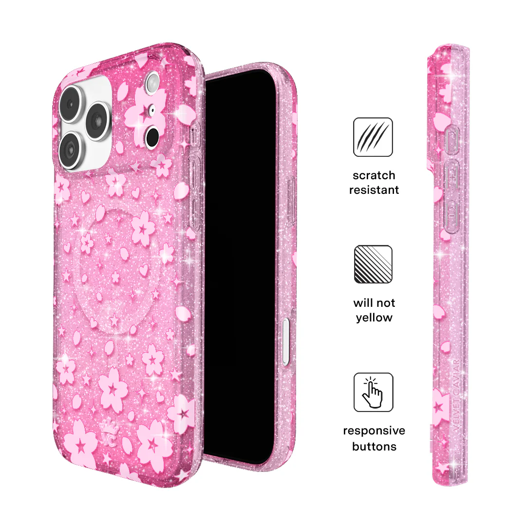 Cherry Blossom Glitter iPhone Case - Image 90