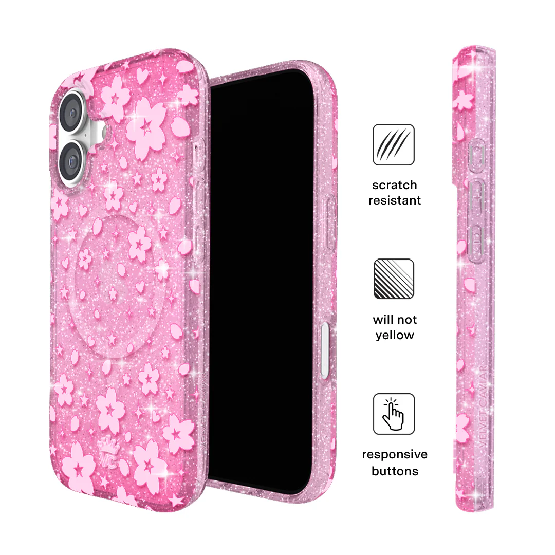 Cherry Blossom Glitter iPhone Case - Image 95