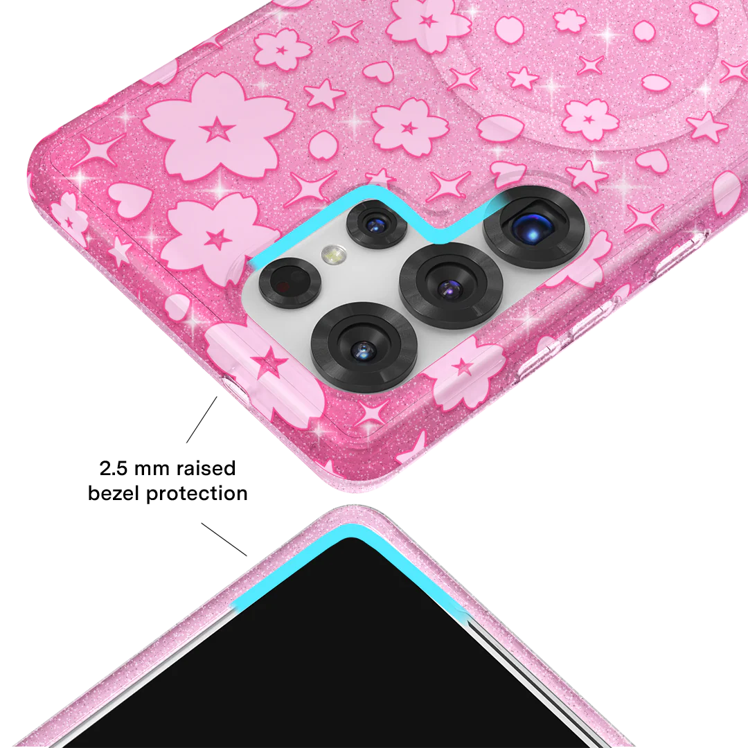 Cherry Blossom Glitter Samsung Case - Image 17
