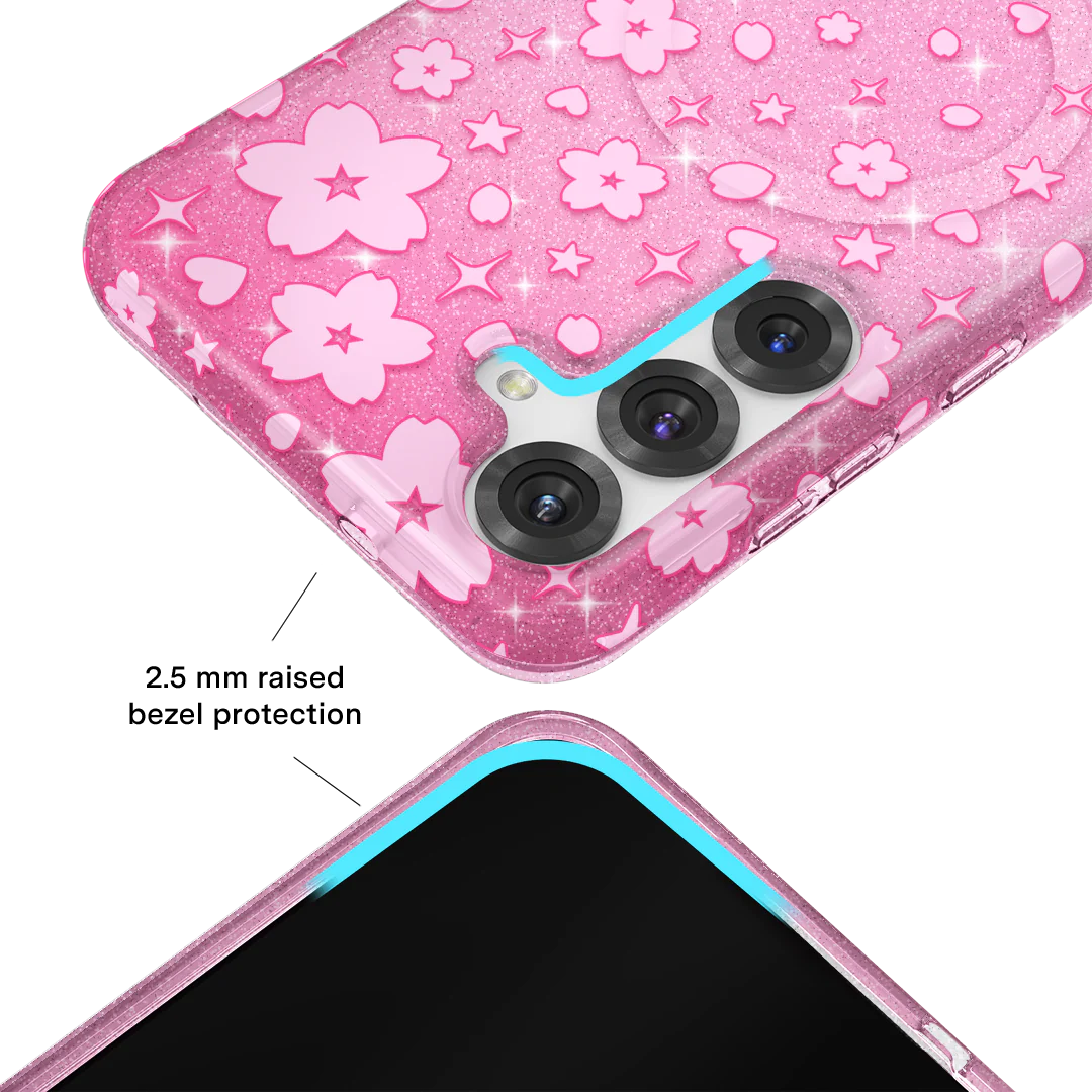 Cherry Blossom Glitter Samsung Case - Image 3