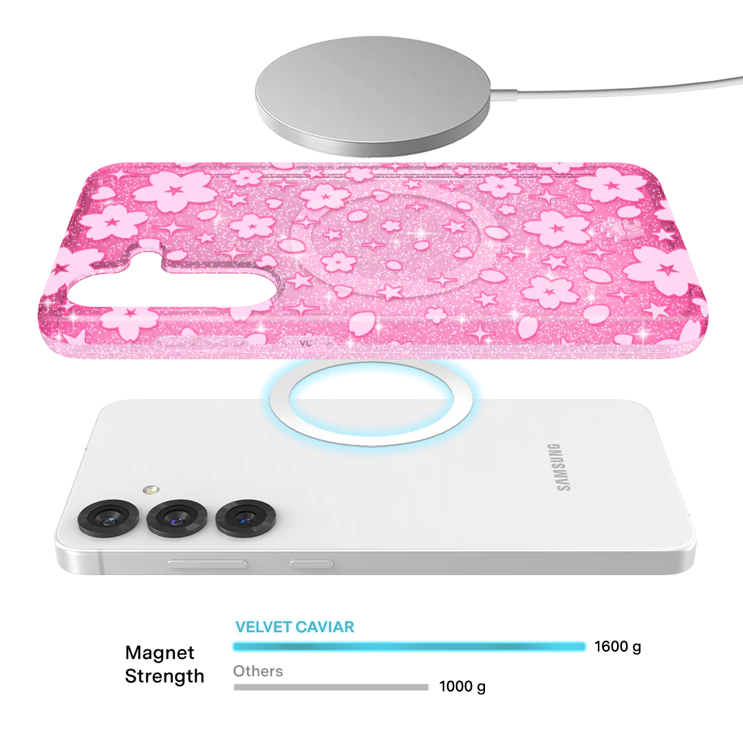Cherry Blossom Glitter Samsung Case - Image 4