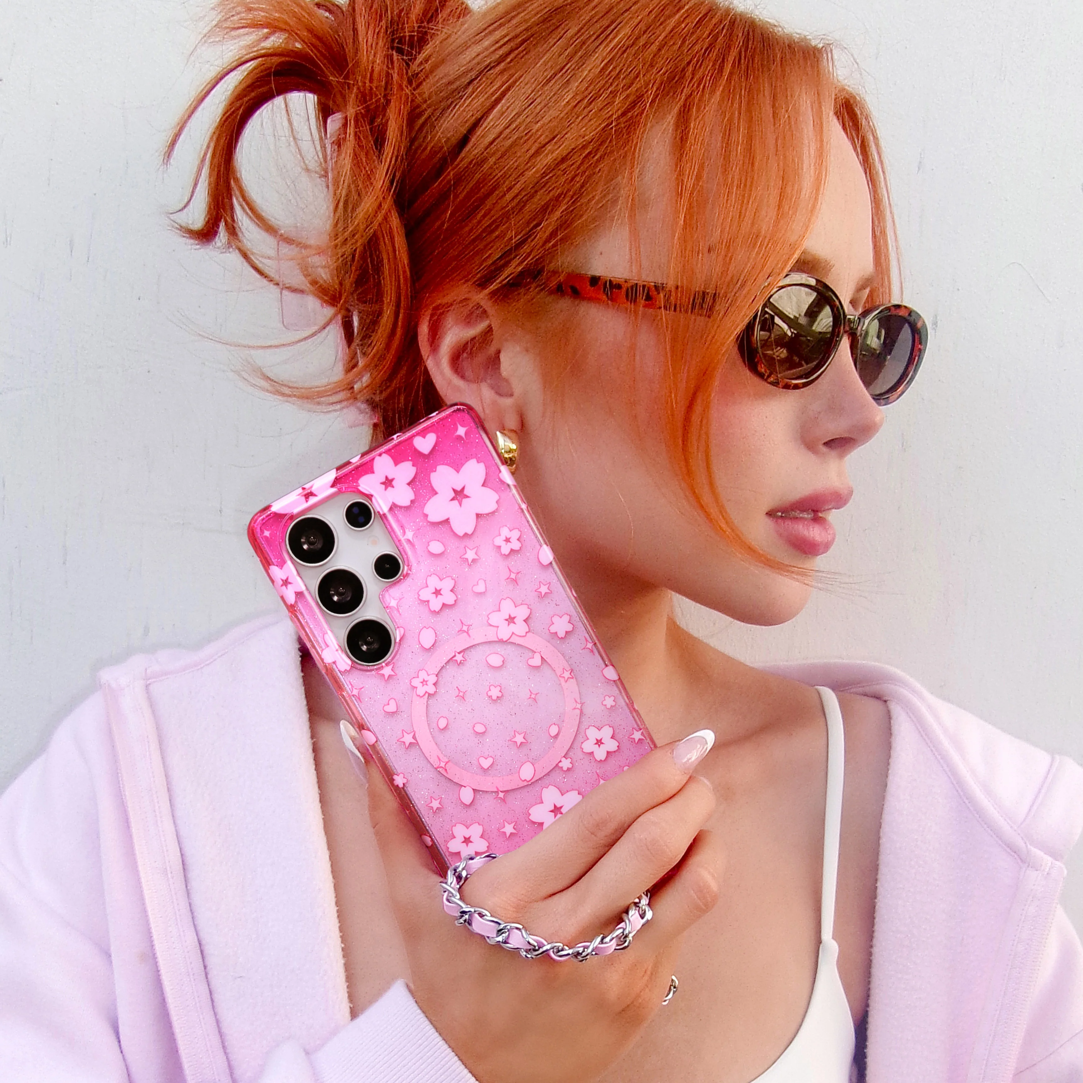 Cherry Blossom Glitter Samsung Case - Image 50