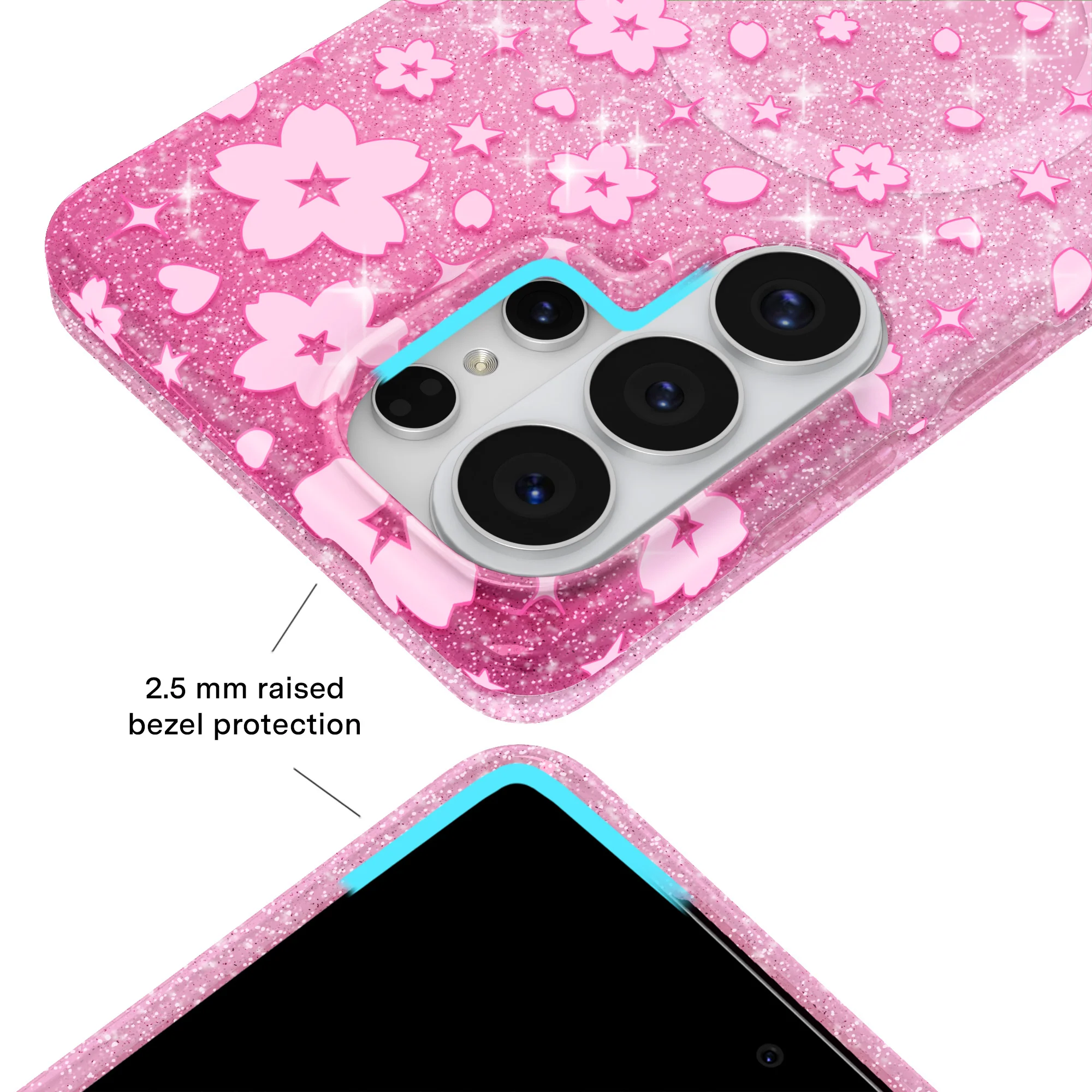 Cherry Blossom Glitter Samsung Case - Image 92