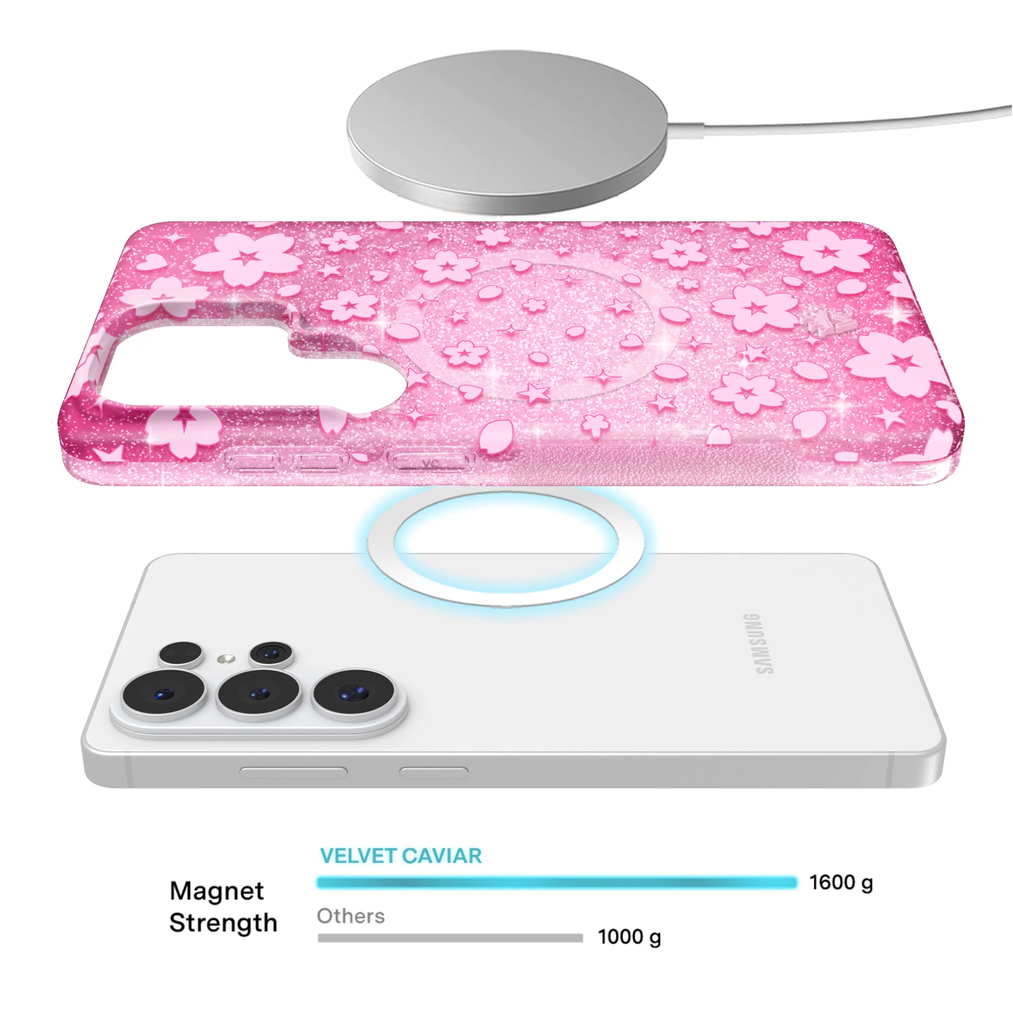 Cherry Blossom Glitter Samsung Case - Image 93