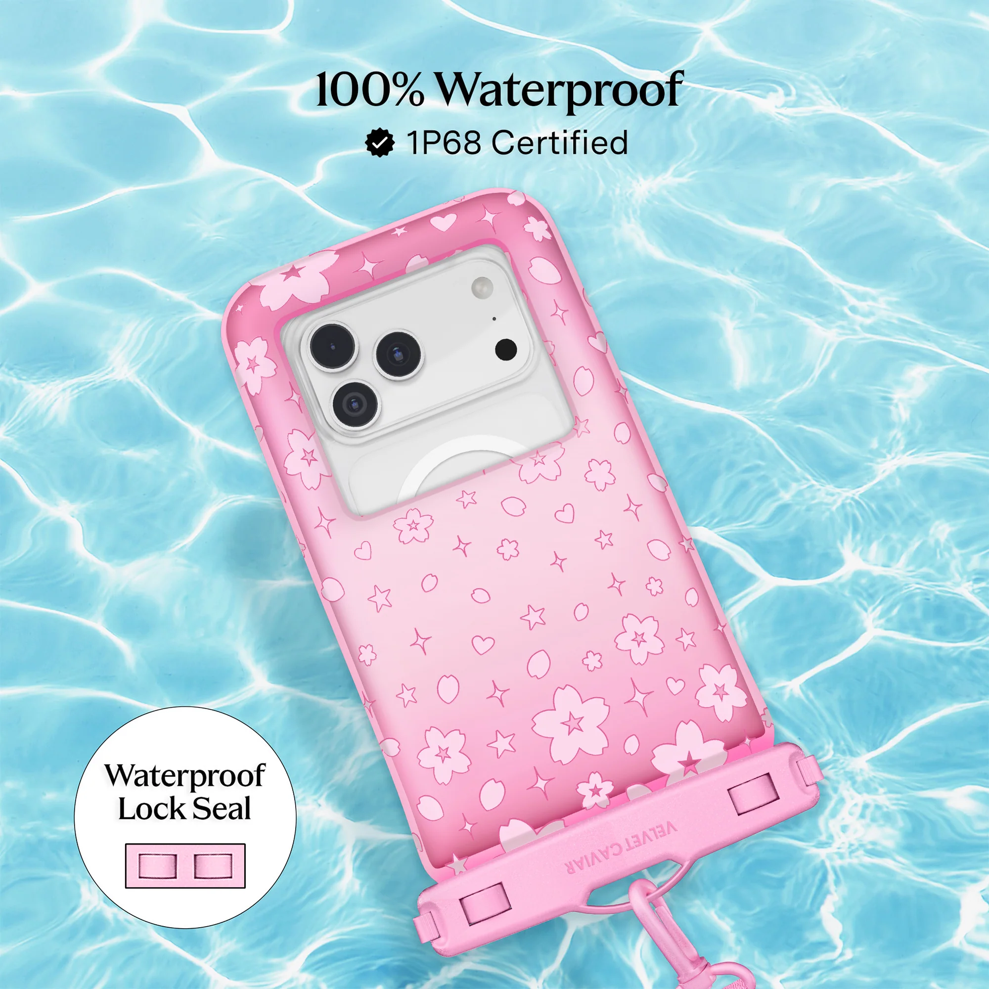 Pink Cherry Blossom Waterproof Floating Phone Pouch - Image 3