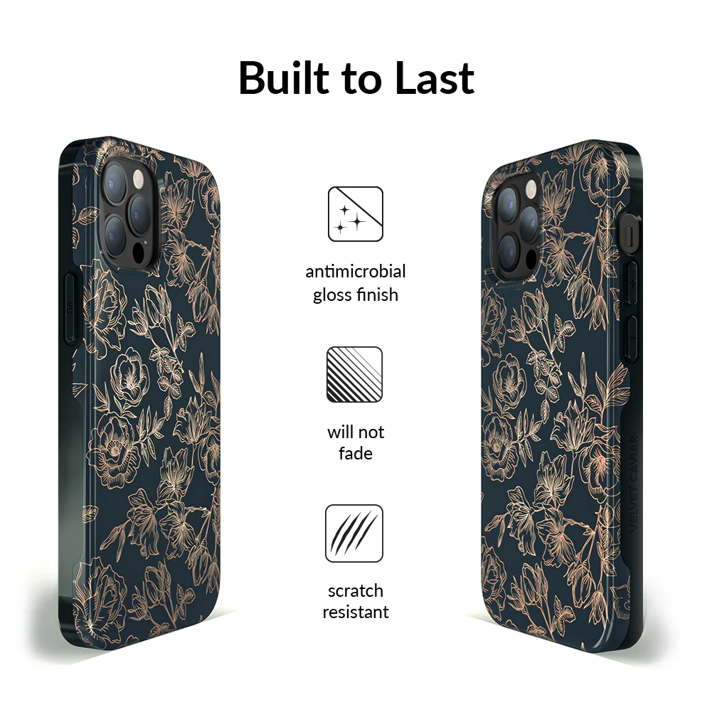Floral Rose Gold Chrome iPhone Case - Image 105