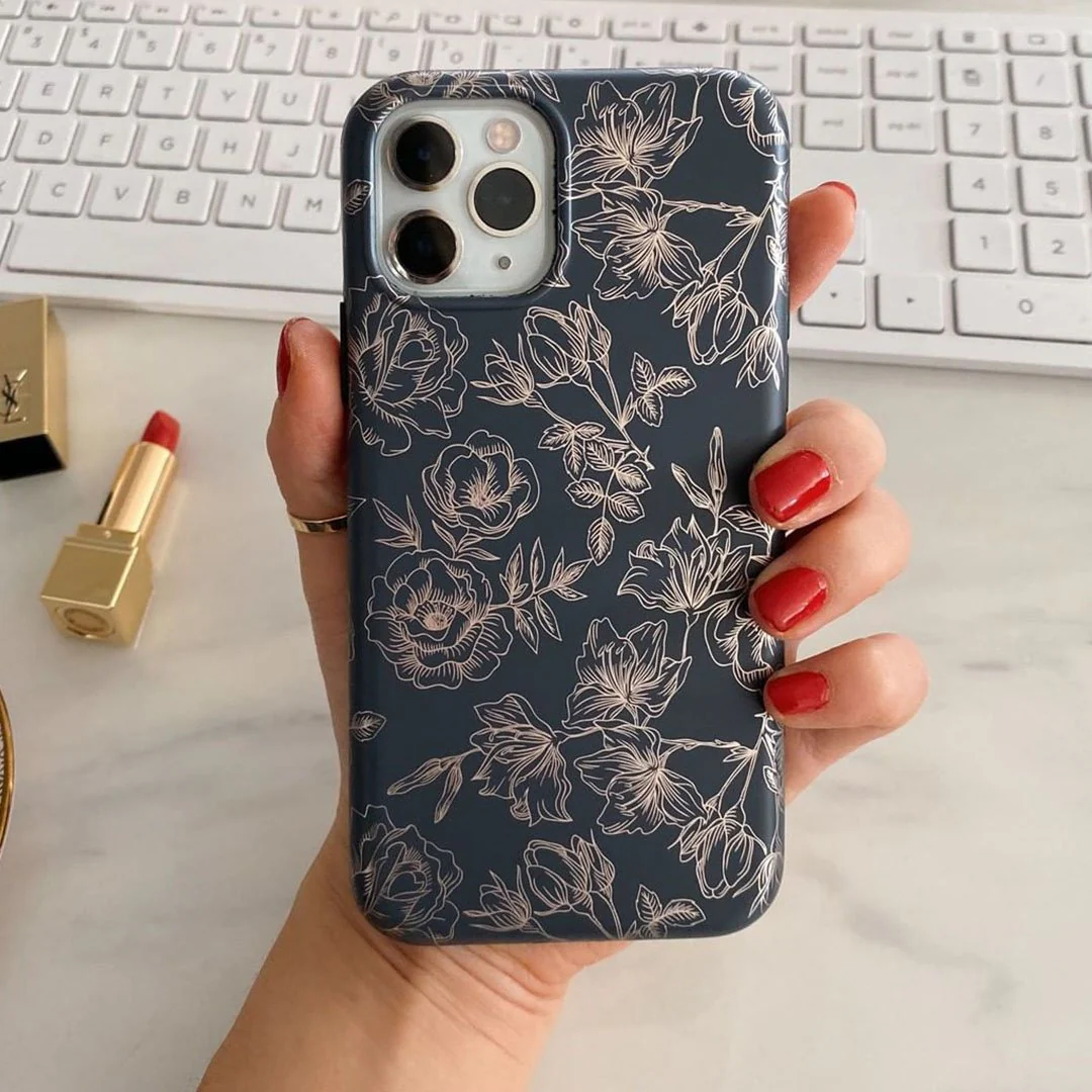 Floral Rose Gold Chrome iPhone Case - Image 115
