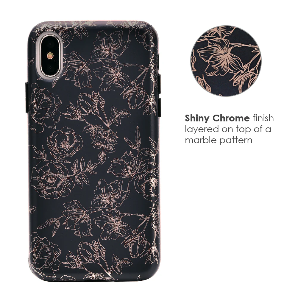 Floral Rose Gold Chrome iPhone Case - Image 12
