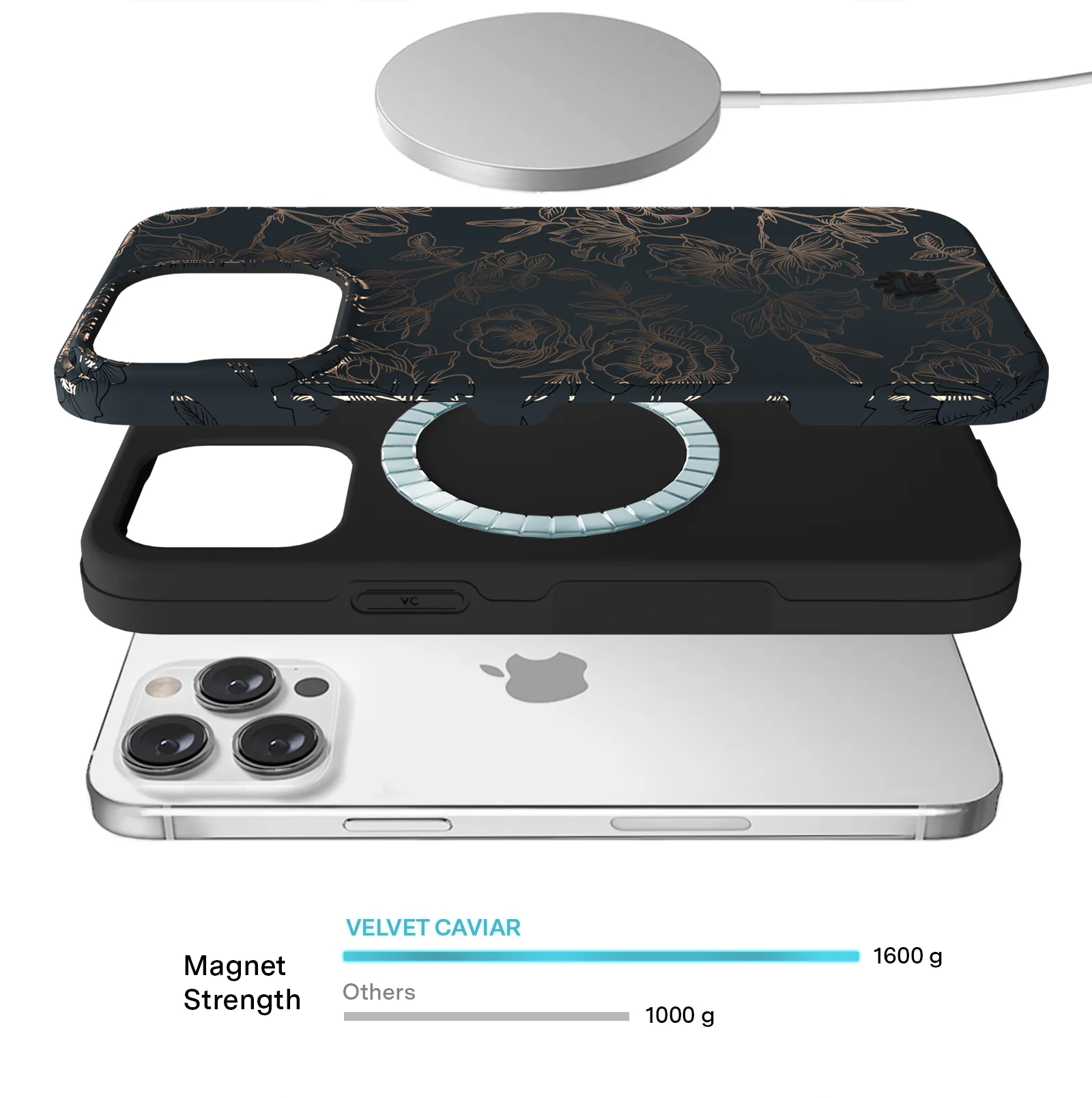 Floral Rose Gold Chrome iPhone Case - Image 142