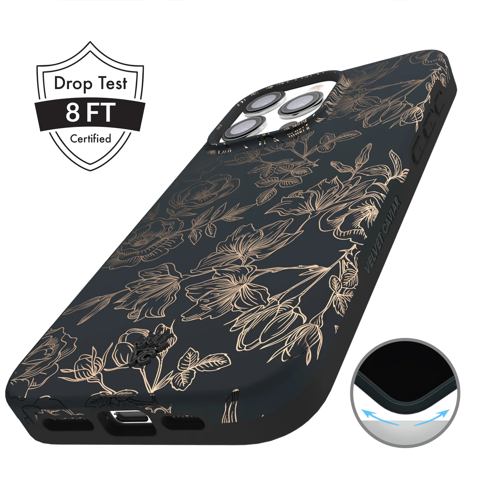 Floral Rose Gold Chrome iPhone Case - Image 148