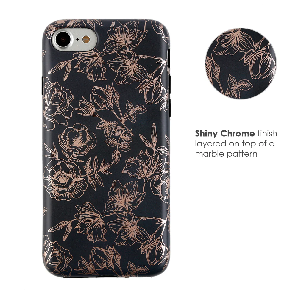 Floral Rose Gold Chrome iPhone Case - Image 6