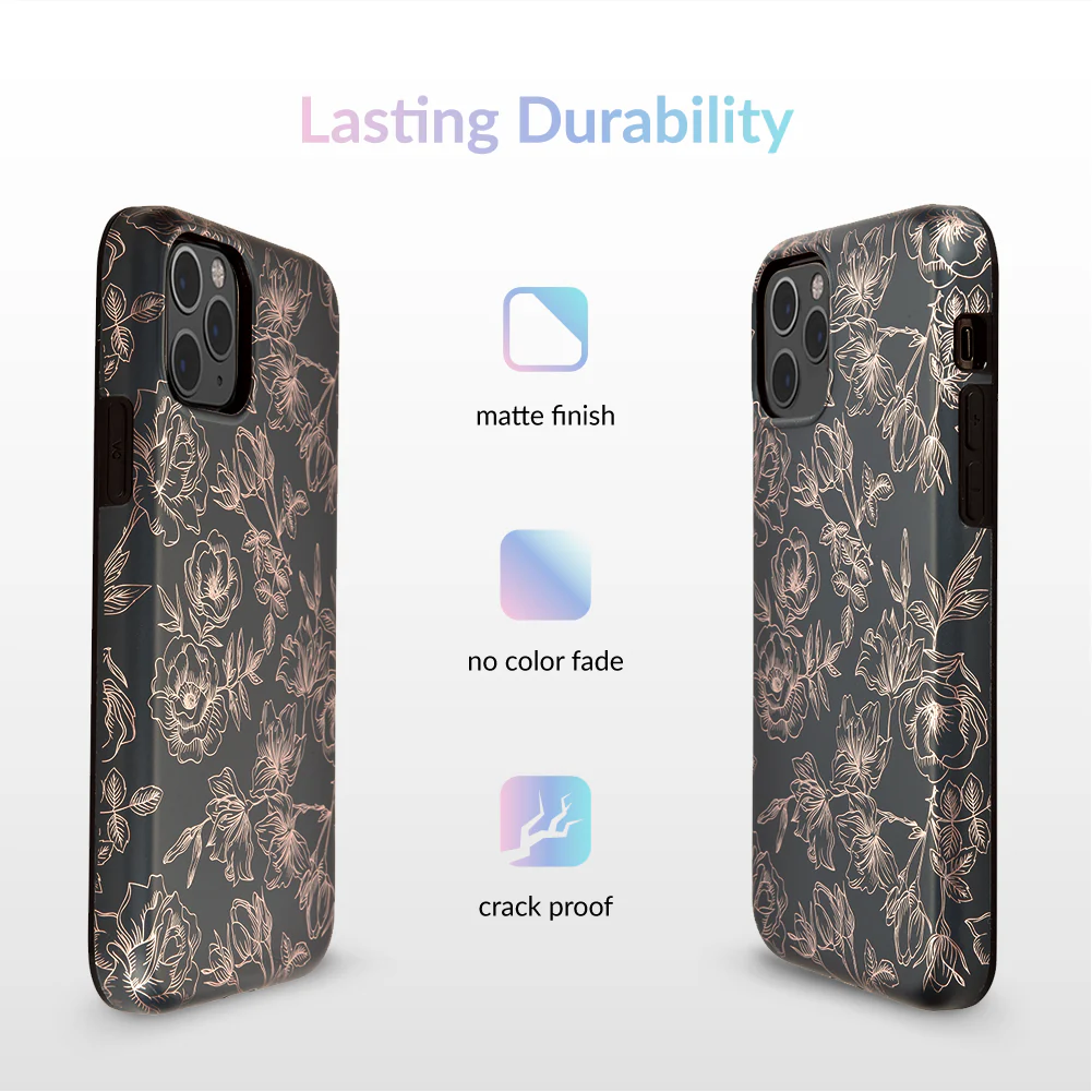 Floral Rose Gold Chrome iPhone Case - Image 65