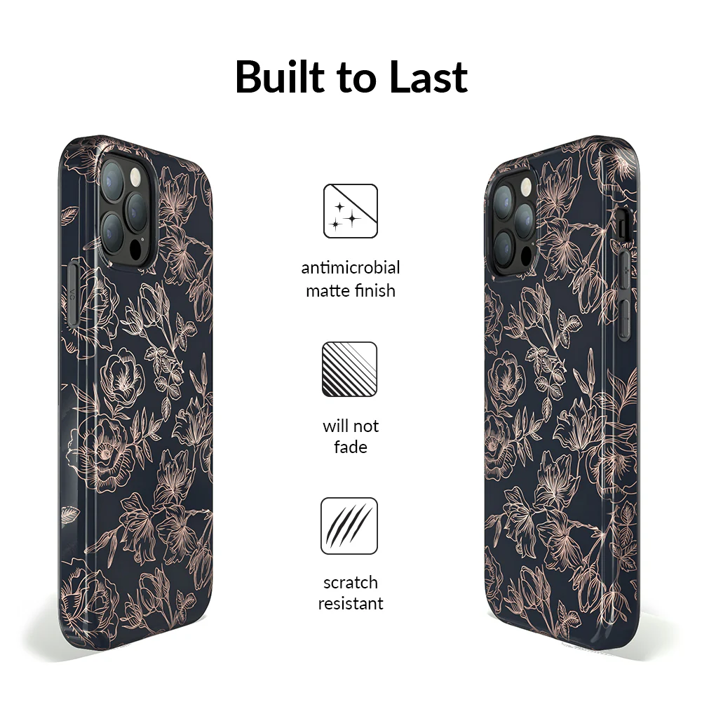 Floral Rose Gold Chrome iPhone Case - Image 70