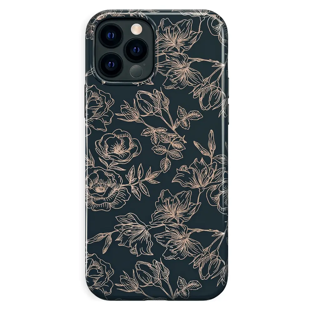 Floral Rose Gold Chrome iPhone Case - Image 72