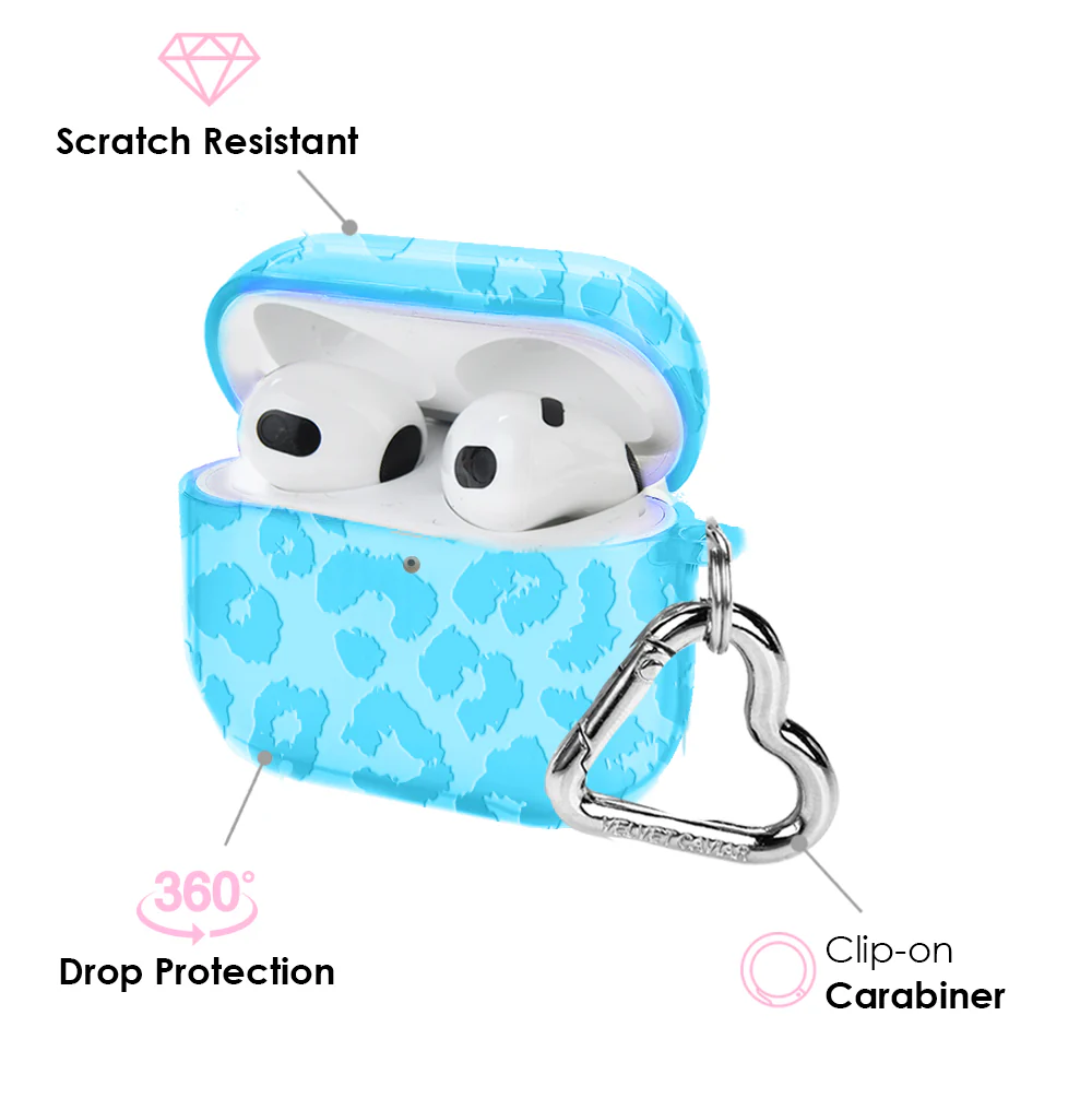 Aqua Blue Leopard AirPod Case - Image 13