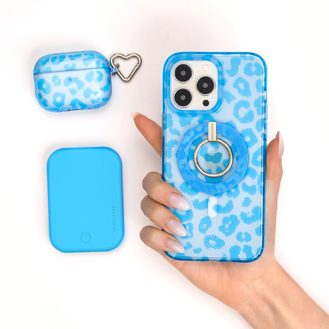 Aqua Blue Leopard AirPod Case - Image 2