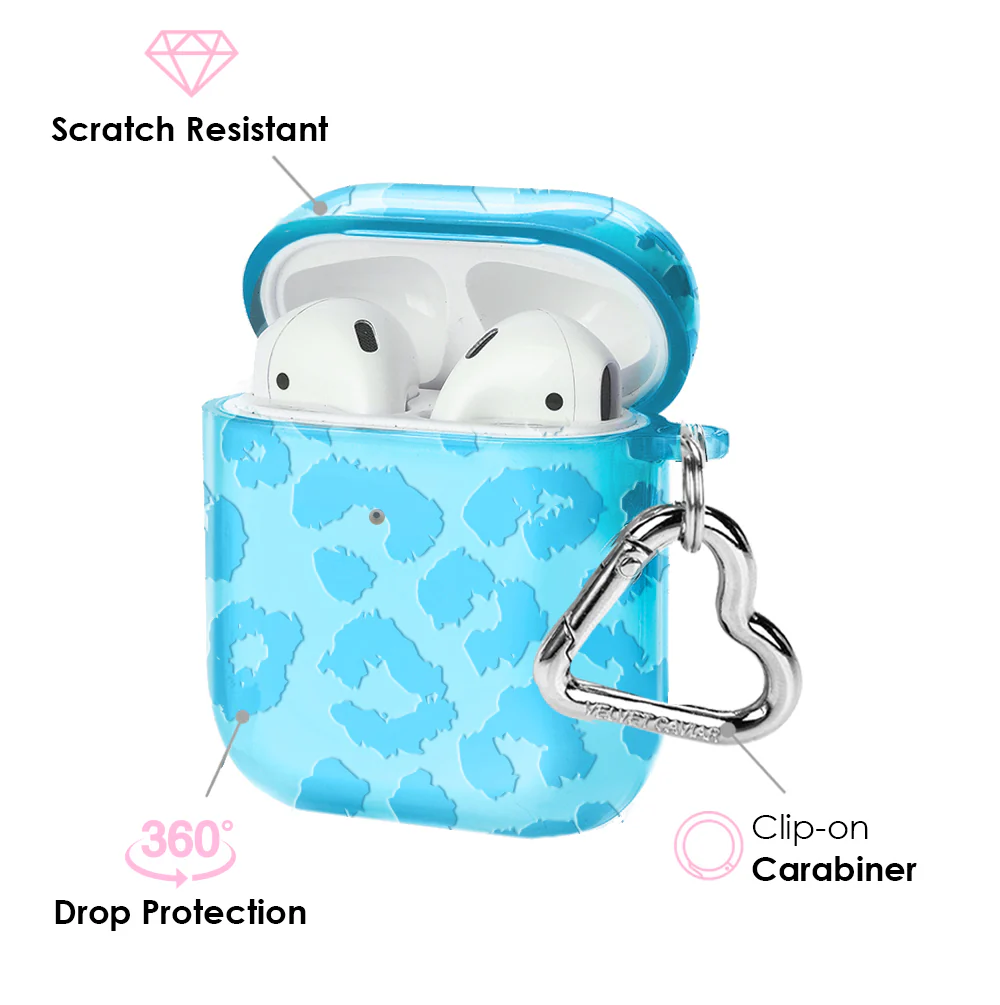 Aqua Blue Leopard AirPod Case - Image 3