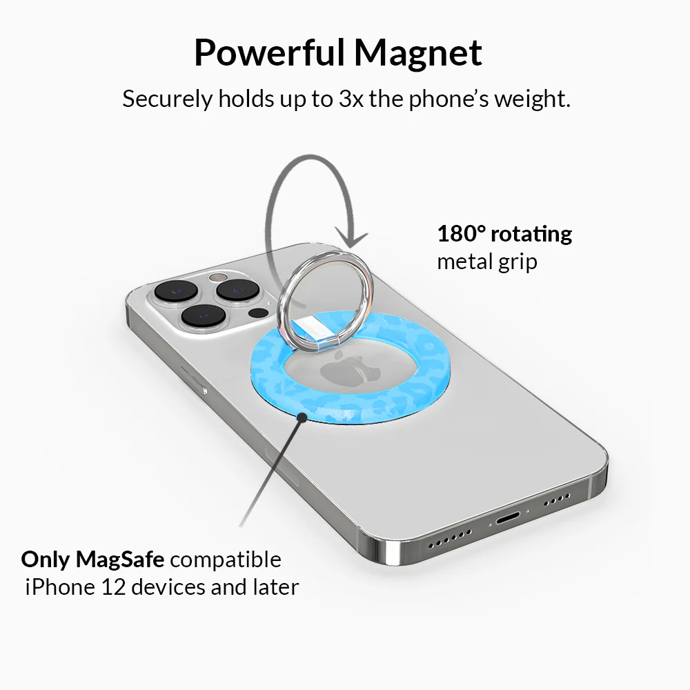 Aqua Blue Leopard MagSafe Grip Ring - Image 4