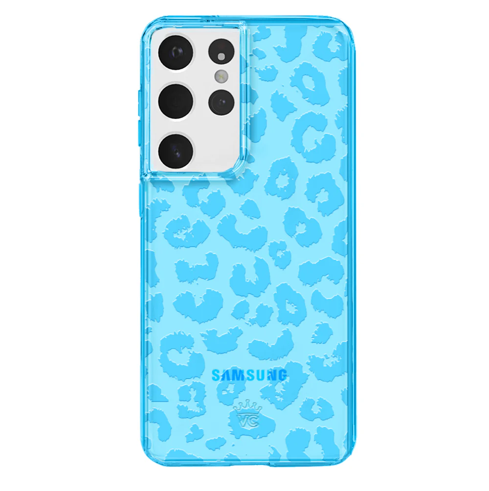 Aqua Blue Leopard Samsung Case - Image 41