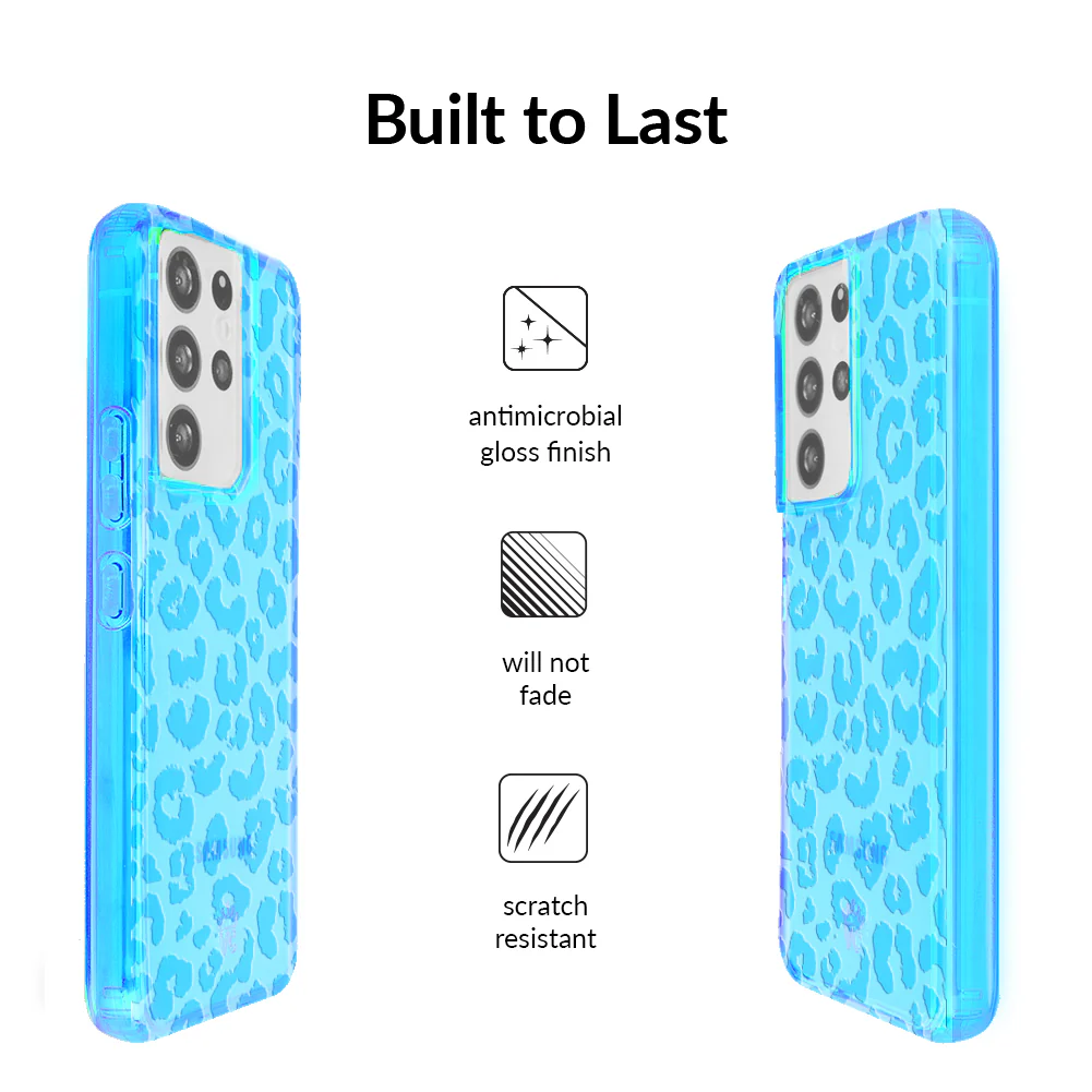 Aqua Blue Leopard Samsung Case - Image 43