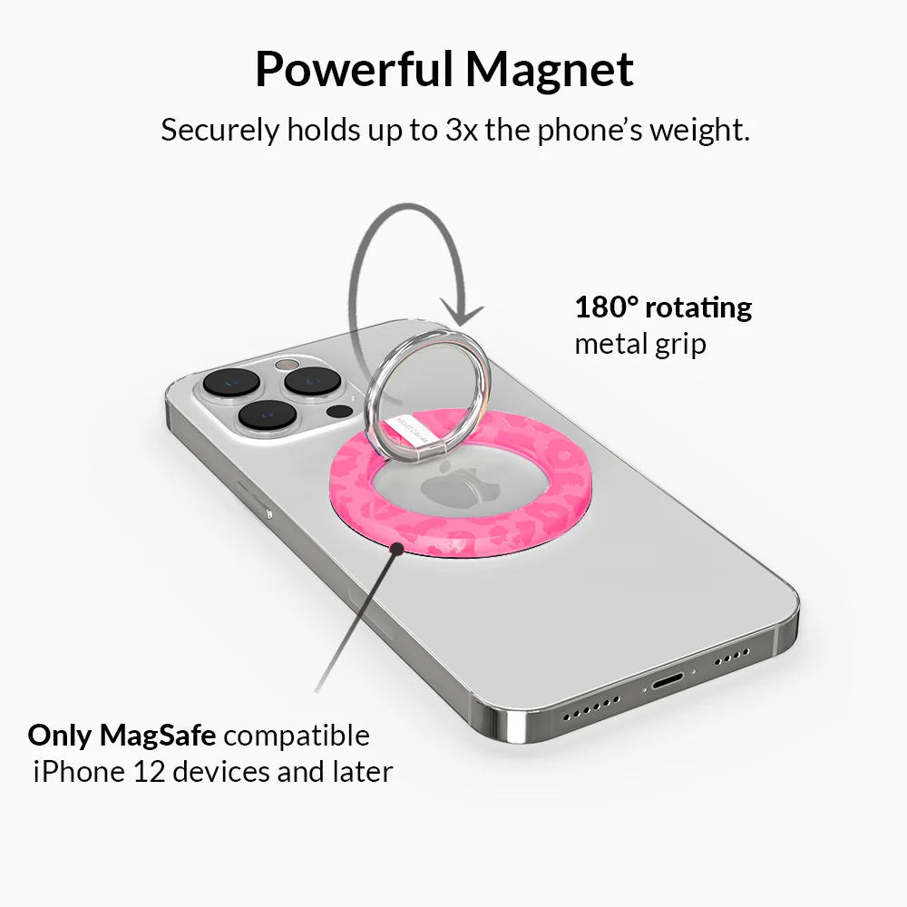 Candy Pink Leopard MagSafe Grip Ring - Image 4