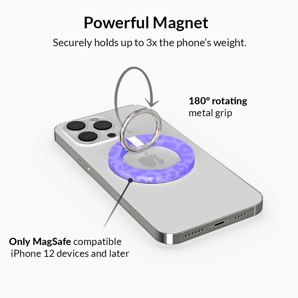 Electric Purple Leopard MagSafe Grip Ring - Image 4